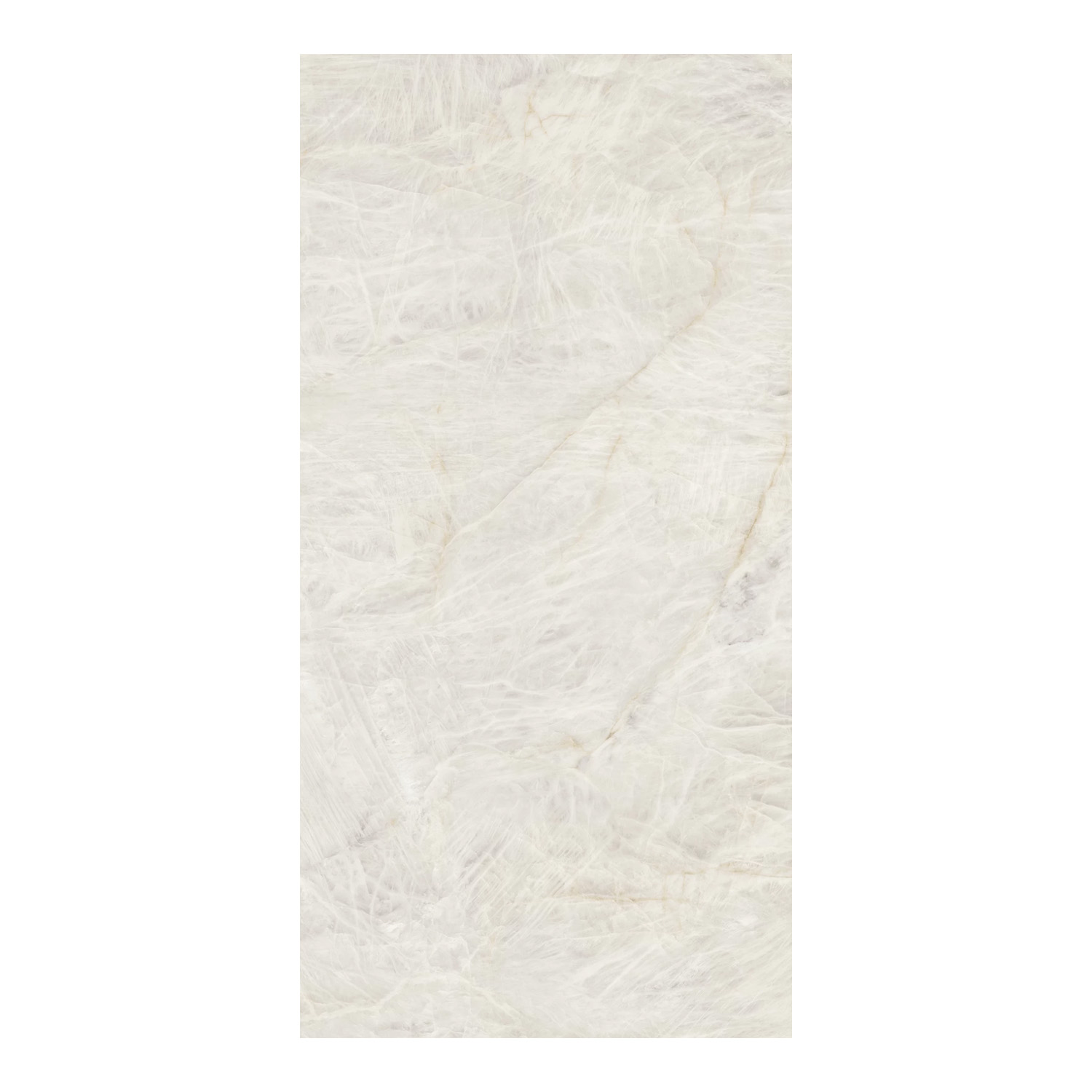 Rectangular slab of Crystal White marble featuring a light beige tone with soft, cloudy white veining and subtle natural patterns, displayed against a plain white background.