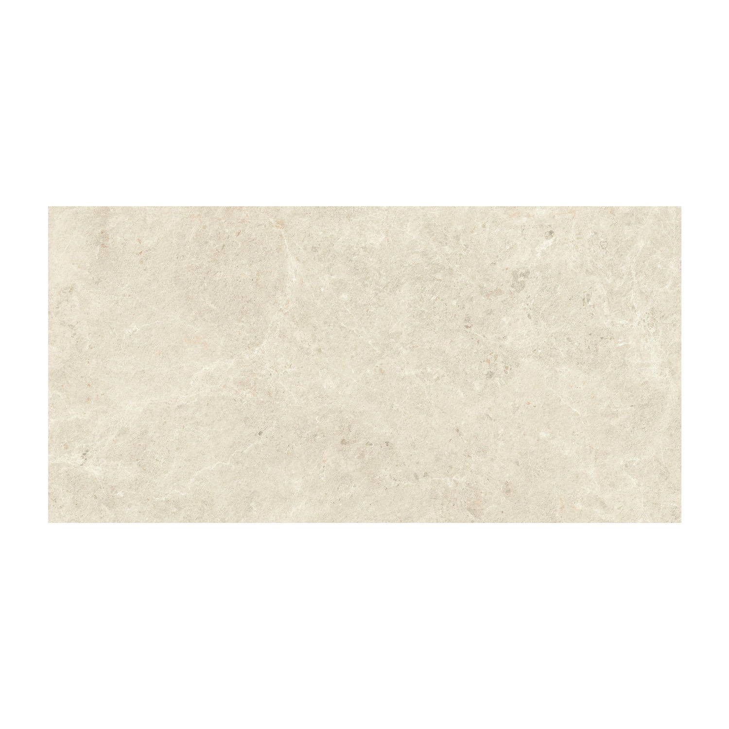 Nyra - Star: A rectangular beige ceramic tile featuring a subtle light marbled pattern and a smooth, matte finish, set against a white background.